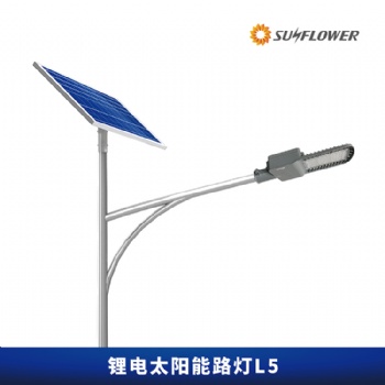 向日葵L5節能智能型鋰電池6米20W太陽能LED路燈廠家